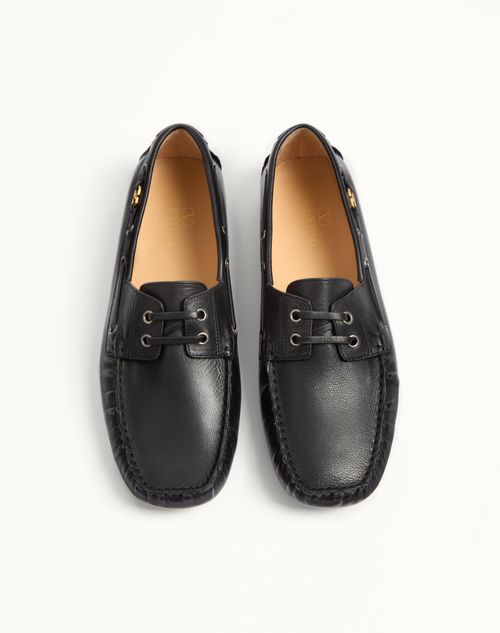 Valentino Garavani - Driver Fastaway Buffalo Loafer - Black - Man - Loafers And Driver