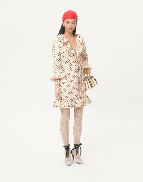 Valentino - Vestido Corto De Crepe Couture Con Estampado Plusdepois - Abedul/negro - Mujer - Vestidos