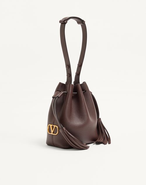Valentino Garavani - Valentino Garavani Small So Seau Bucket Bag In Leather - Brown - Woman - Shoulder Bags