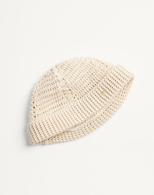 Valentino Garavani - Vlogo Signature Knitted Cotton Beanie - Butter - Man - Hats And Gloves