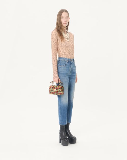 Valentino Garavani - Borsa Piccola Valentino Garavani Rockstud Spike In Suede Patchwork - Multicolor - Donna - Borse A Spalla