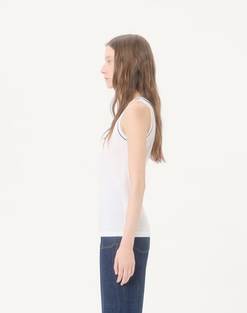 Valentino - Cotton Jersey Top - White/ Black - Woman - T-shirts And Sweatshirts