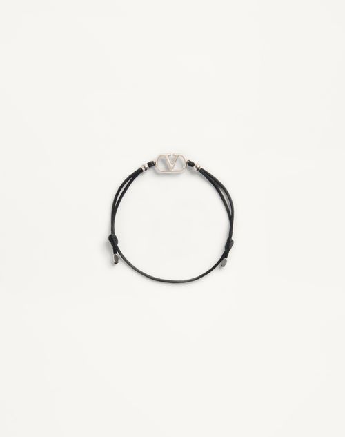 Valentino Garavani Vlogo Signature Cotton Bracelet Man Black Onesize
