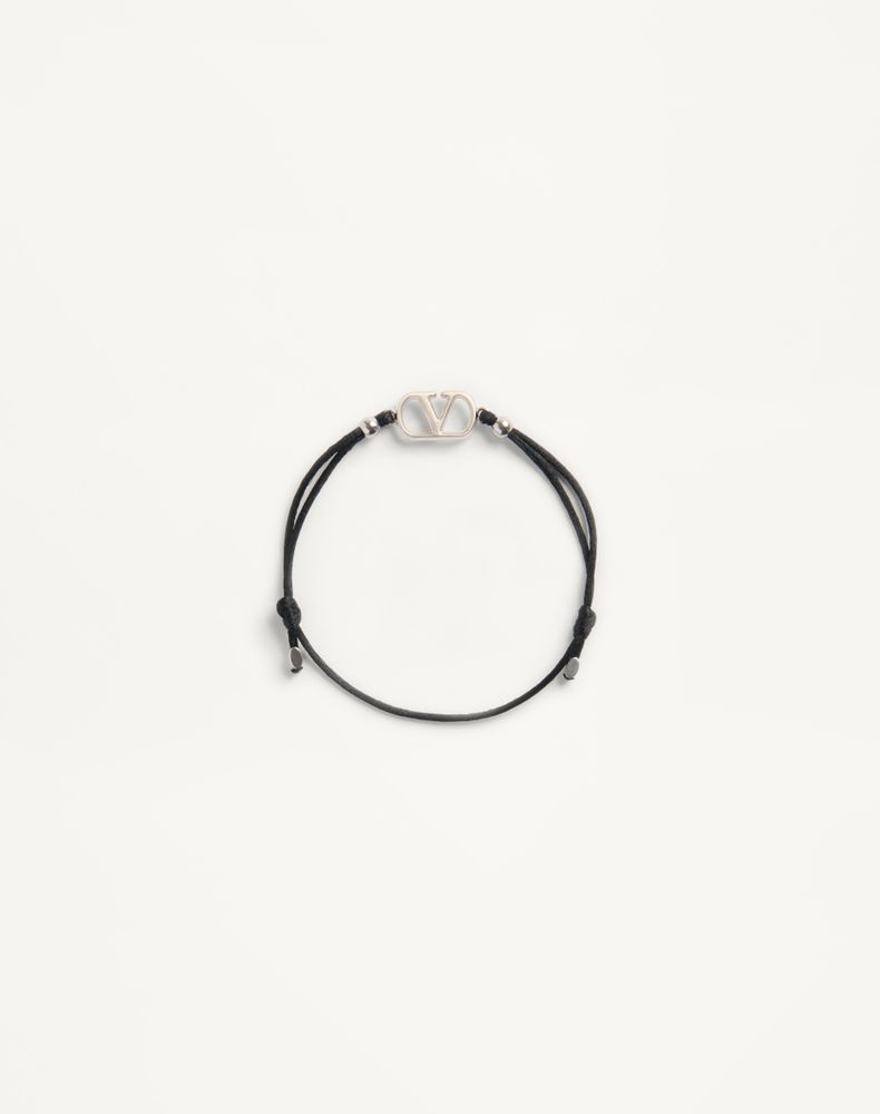 Valentino Garavani Men's Black Vlogo Signature Cotton Bracelet Man Uni