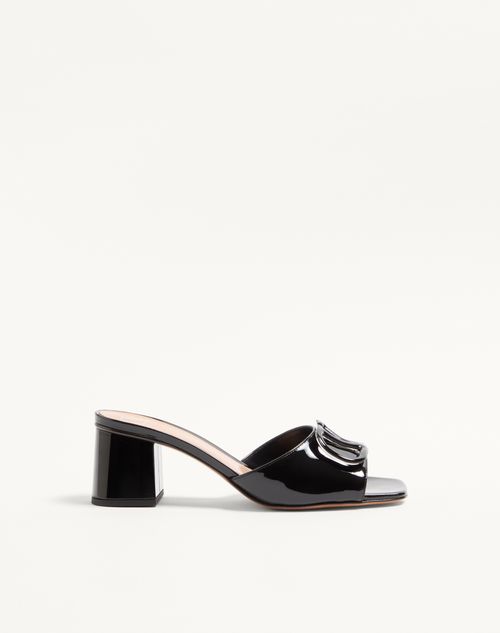Valentino Garavani Vlogo Signature Patent Leather Slide Sandal 60mm Woman Black 42