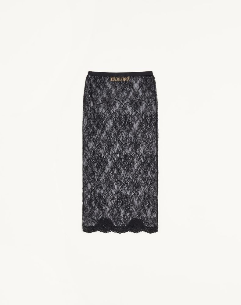 Valentino Women's Black Lace Midi Skirt Woman Xs
