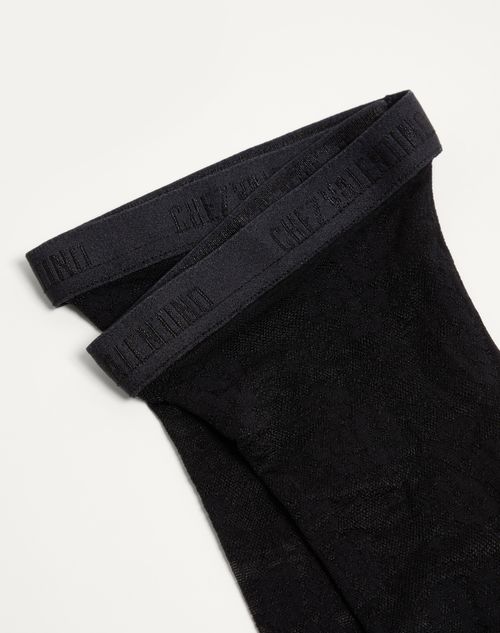 Valentino - Floral Lycra Tights - Black - Woman - Soft Accessories