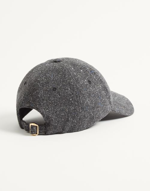 Valentino Garavani - Valentino Garavani Vlogo Signature Wool Baseball Cap - Grey - Man - Hats And Gloves