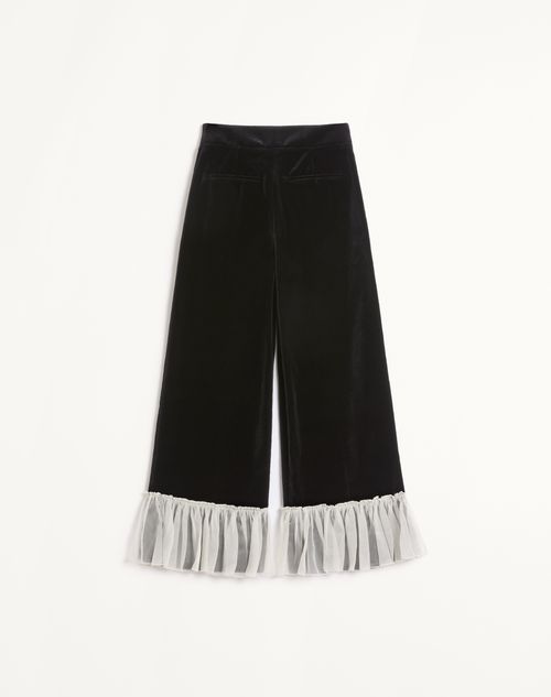 Valentino - Cotton Velvet Trousers - Black/ivory - Woman - Trousers And Shorts