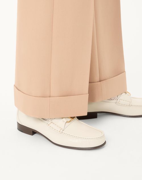 Valentino Garavani - Vlogo Signature Kidskin Moccasin - Ivory - Man - Loafers And Driver