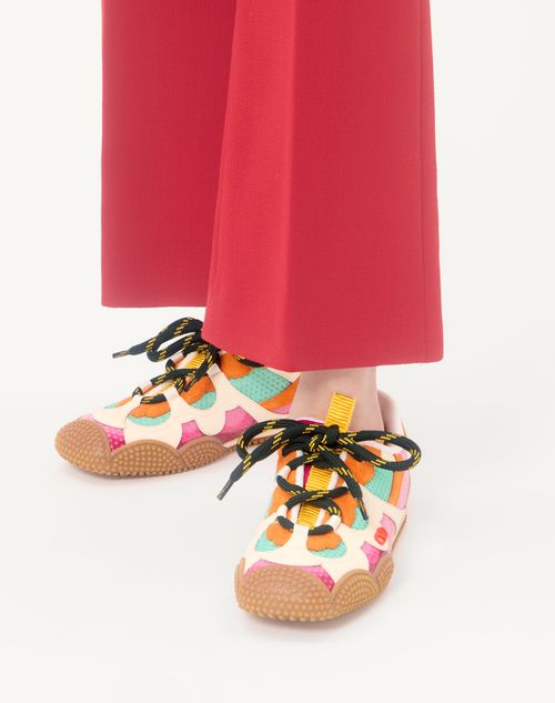 Valentino Garavani - Amphibia Sneaker In Rubberised Calfskin And Split Leather - Fuchsia - Woman - Sneakers