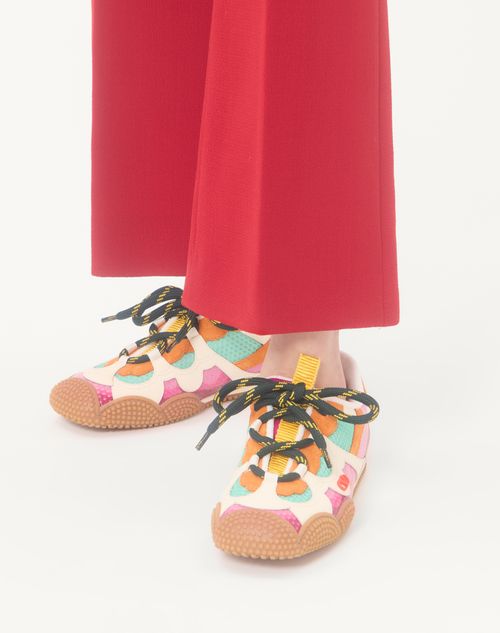 Valentino Garavani - Amphibia Sneaker In Rubberized Calfskin And Split Leather - Fuchsia - Woman - Sneakers