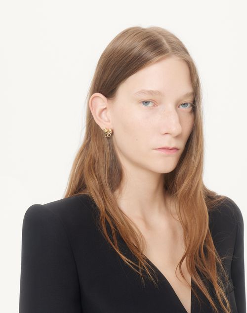 Valentino Garavani - Valentino Vlogo Floc Earrings In Metal And Crystals - Gold/multicolour - Woman - Jewellery