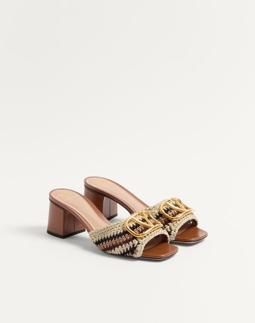 Valentino Garavani - Vlogo Signature Slide Sandal With Crochet Embroidery 60mm - Multicolour - Woman - Sandals