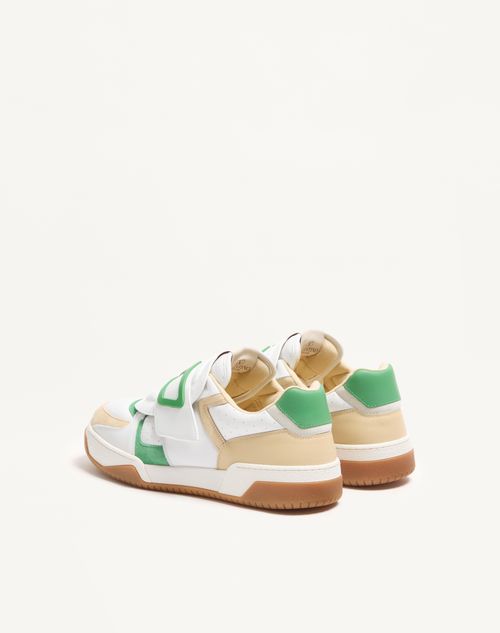 Valentino Garavani - Joie De Jouer Low Top Sneaker In Nappa Calfskin - White/shell/green - Man - Sneakers