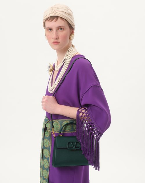 Valentino Garavani - Small Vsling Grainy Calfskin Handbag - English Green - Woman - Top Handle Bags