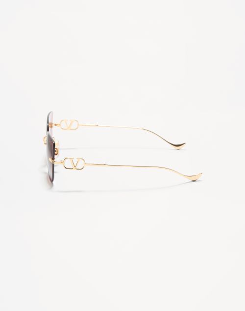 Valentino - Geometric Metal Eyewear - Gold/brown - Woman - Eyewear