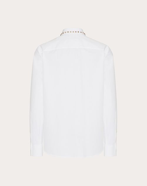 Valentino - Camicia Manica Lunga In Cotone Con Borchie Black Untitled Sul Colletto - Bianco - Uomo - Camicie