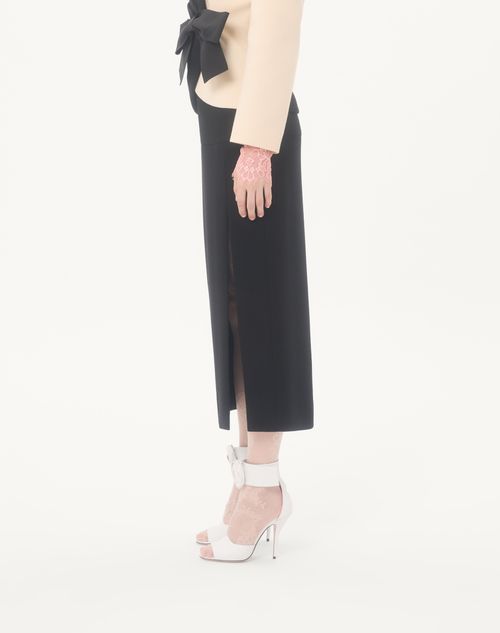 Valentino - Wool Crepe Midi Skirt - Black - Woman - Skirts