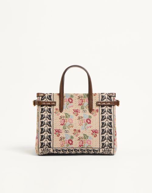 Valentino Garavani - Valentino Garavani Antibes Small Jacquard And Karung Fabric Shopping Bag - Multicolour/tobacco - Woman - Totes