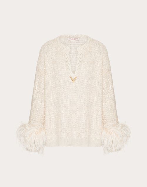 Valentino Pullover Aus Lurex Mohair Und Sequin Thread Frau Elfenbein Xs In Ivory