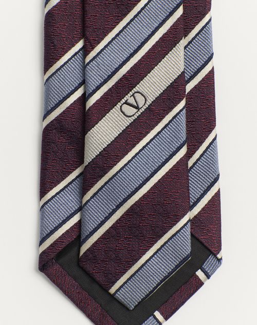 Valentino Garavani - Valentie Striped Silk Tie - Maroon/azure - Man - Ties