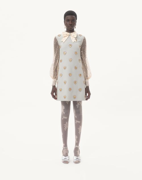 Valentino - Embroidered Crepe Couture Short Dress - Dirty Sage/silver - Woman - Dresses
