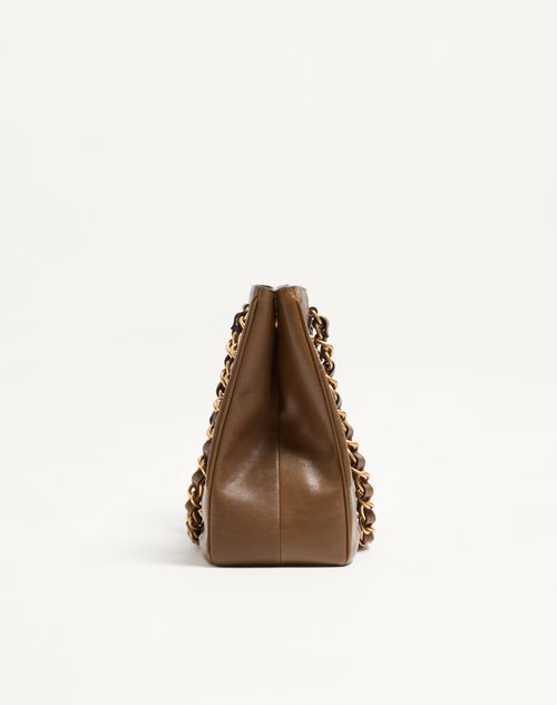 Valentino Garavani - Valentino Garavani Laseine Shopping Bag In Nappa Leather With A Chevron Pattern - Tundra - Woman - Totes