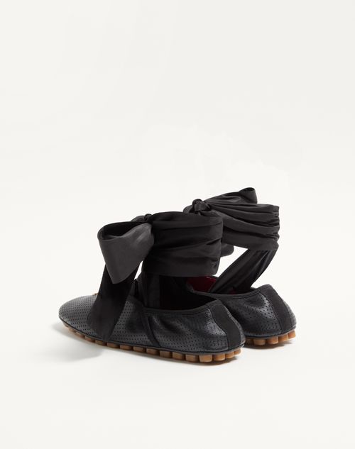 Valentino Garavani - Rythmika Ballerina In Perforated Nappa Leather - Black - Woman - Ballerinas