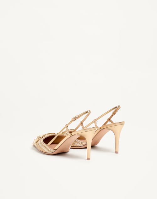 Valentino Garavani - Vlogo Signature Slingpumps In Metallic Mit Cornely-stickerei, 80 Mm - Gold - Frau - Pumps Und Slingbacks