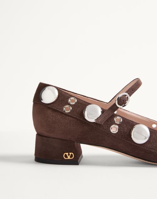 Valentino Garavani - Nellcôte Mary-jane Pumps In Crust Leather 30mm - Testa Di Moro - Woman - Ballerinas
