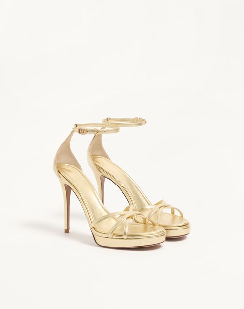 Valentino Garavani - Eveninglam Platform Sandal In Laminated Nappa 120mm - Gold - Woman - Sandals