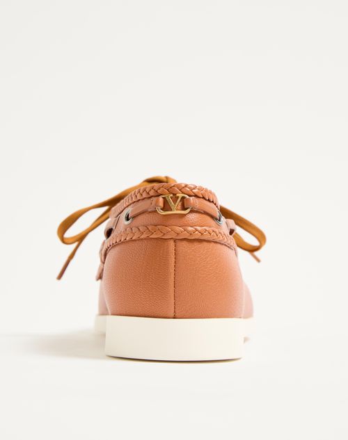 Valentino Garavani - Palm Avenue Kidskin Boat Shoe - Roasted Pecan - Man - Loafers And Driver