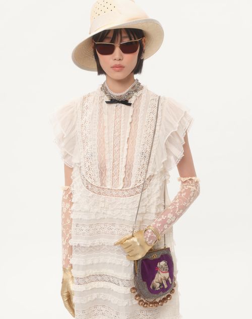 Valentino Garavani - Sobre Valentino Garavani Nellcote De Terciopelo Con Bordado De Le Chien De La Maison - Violeta/multicolor - Mujer - Bolso De Mano