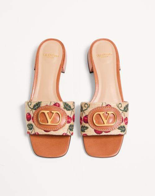 Valentino Garavani - Vlogo Signature Cherryfic Slide Sandal 20mm - Natural/red - Woman - Sandals
