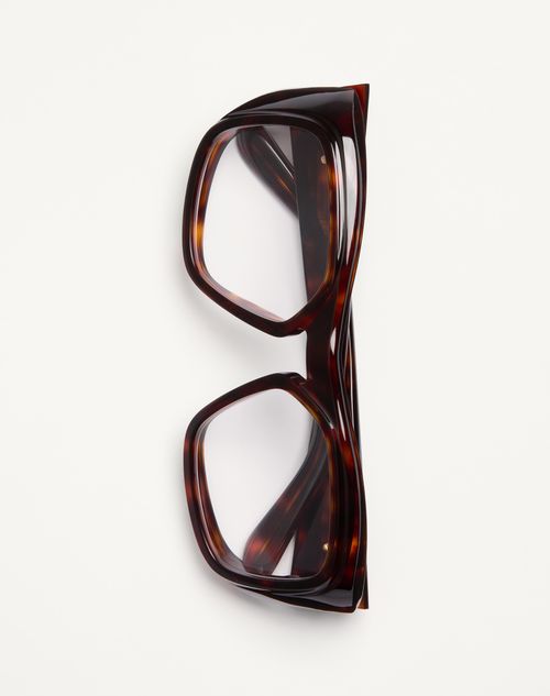 Valentino - Rectangular Acetate Frame - Brown - Unisex - Eyewear