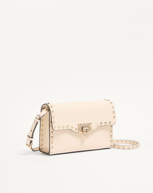 Valentino Garavani - Small Rockstud Grainy Calfskin Crossbody Bag - Light Ivory - Woman - Bags