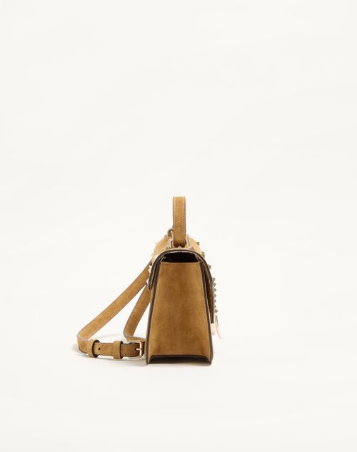 Valentino Garavani - Valentino Garavani Rockstud Small Shoulder Bag In Suede - Havana Beige - Woman - Shoulder Bags