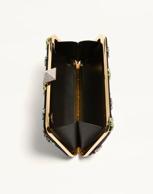 Valentino Garavani - Carry Secrets Satin Minaudiere With Floral Embroidery - Black/multicolour - Woman - Clutches