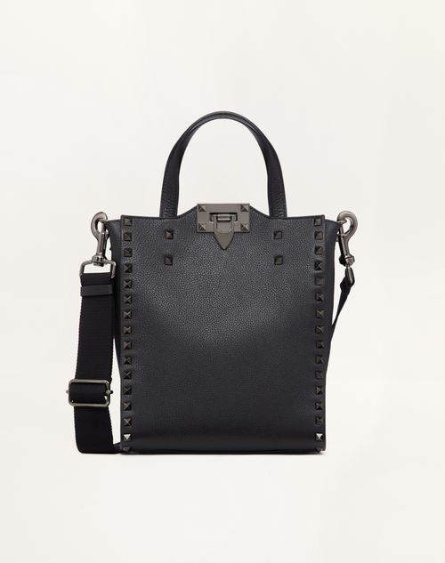 Valentino Garavani - ロックスタッズ グレインカーフスキン スモール トート - ブラック - メンズ - トート