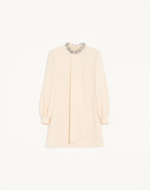 Valentino - Abito In Cady Couture Ricamato - Corallo/silver - Donna - Abiti