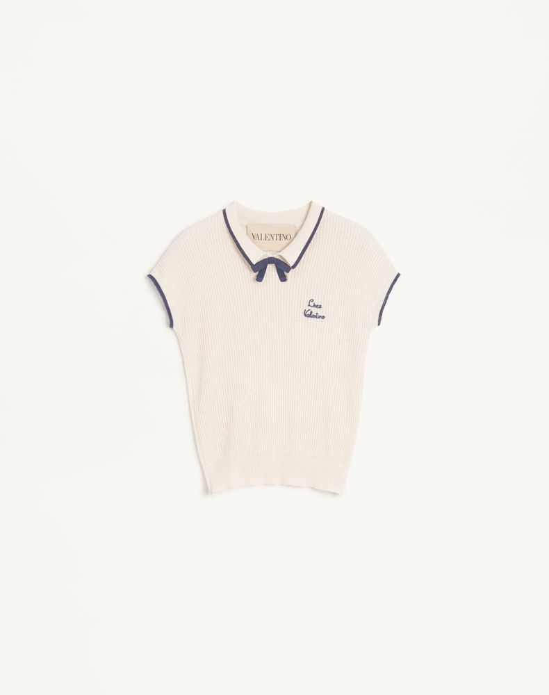 Valentino Women's Birch/Provence Blue/Birch Cotton Top Woman Xs