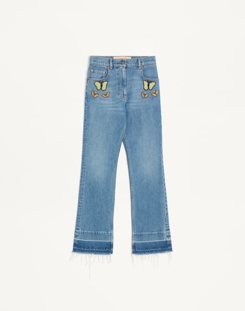 Valentino - Embroidered Denim Trousers - Blue - Woman - Denim