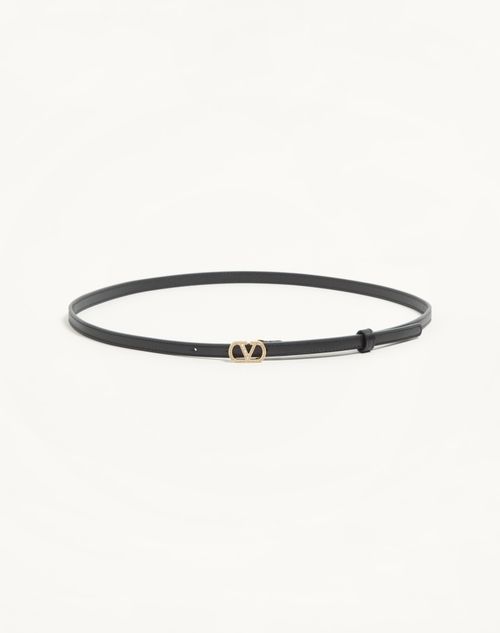 Valentino Garavani - Vlogo Signature Belt In Shiny Calfskin With Crystals 10 Mm - Black - Woman - Belts