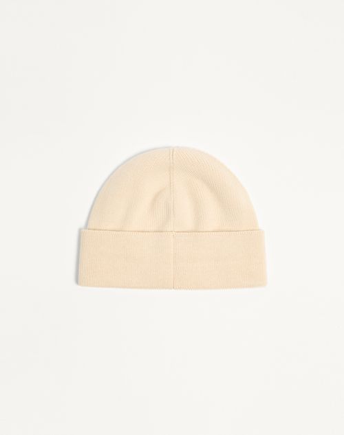 Valentino Garavani - Chez Valentino Knitted Wool Beanie - Cream - Man - Hats And Gloves