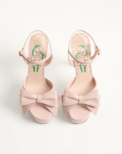 Valentino Garavani - Sandalo Con Plateau Bowow In Capretto Con Dettaglio Fiocco 130mm - Rosa - Donna - Sandali