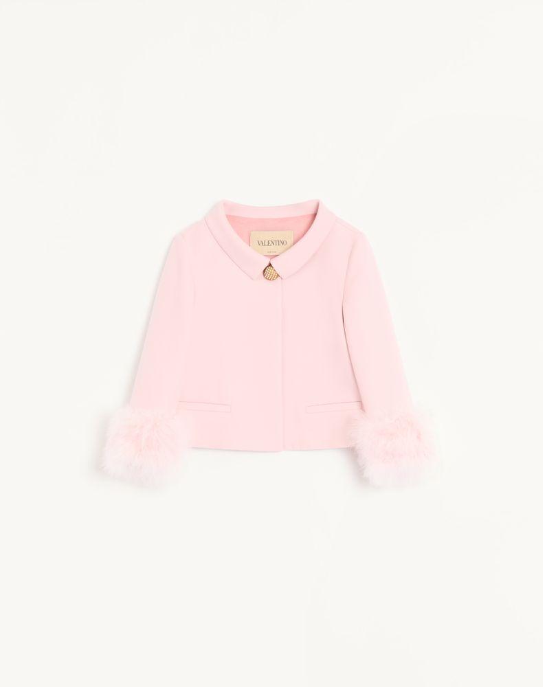 Valentino Women's Rose Crepe Couture Jacket With Feathers Woman 46