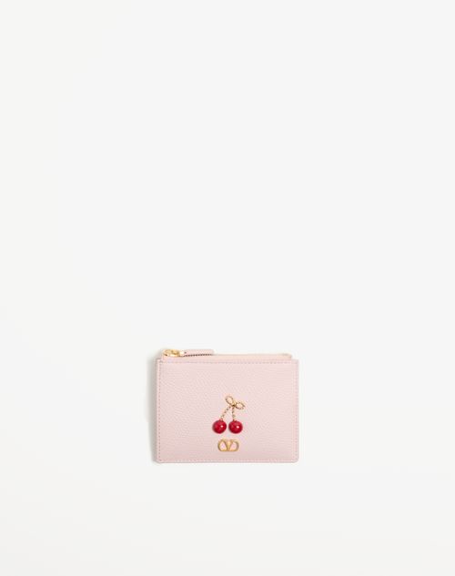 Valentino Garavani Cherryfic Grainy Calfskin Cardholder Woman Rose Quartz Onesize