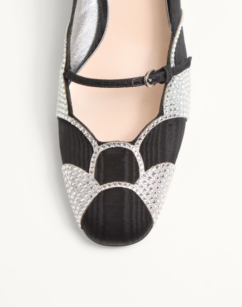 Valentino Garavani - Bowow Pumps In Moirè Fabric With Crystals 45mm - Black/silver - Woman - Pumps