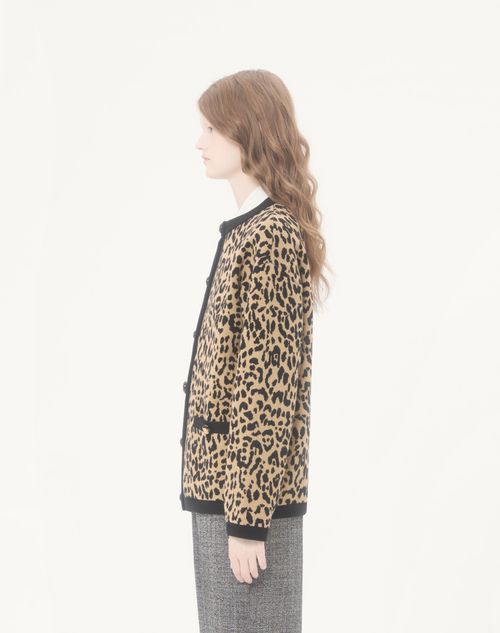 Valentino - Jacquard Wool Knit Jacket With Animal Pattern - Animal Print - Woman - Jackets And Blazers